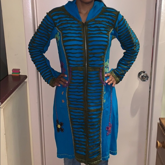 none Jackets & Blazers - Long turquoise jacket